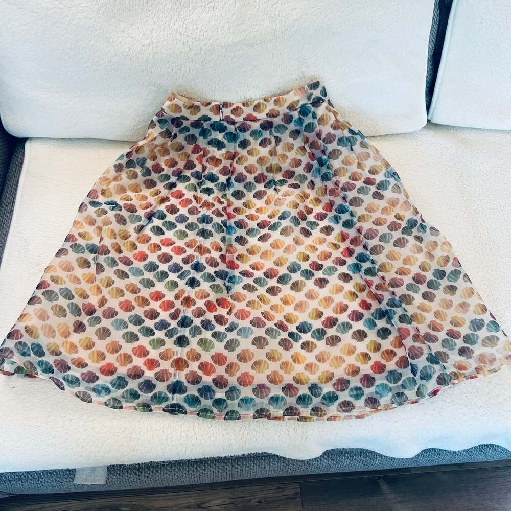 Five Plus Multicolor Shell Print A-Line Midi Skir… - image 2